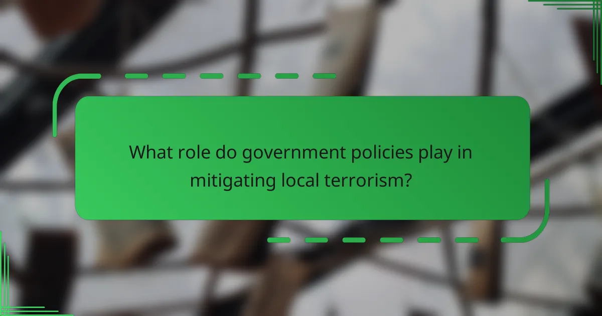 What role do government policies play in mitigating local terrorism?